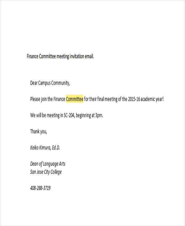 11 Create Formal Meeting Invitation Email Template In Word For  Pertaining To Email Template For Meeting Invitation