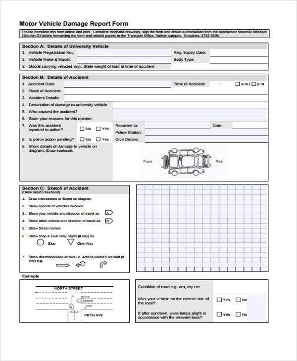 11+ Damage Report Templates - Free Sample, Example Format Download  Pertaining To Car Damage Report Template Within Car Damage Report Template