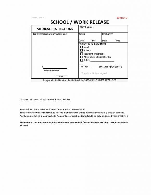 11 Fake Doctor’s Note Templates For School & Work – Printable  For Free Fake Doctors Note Template Download