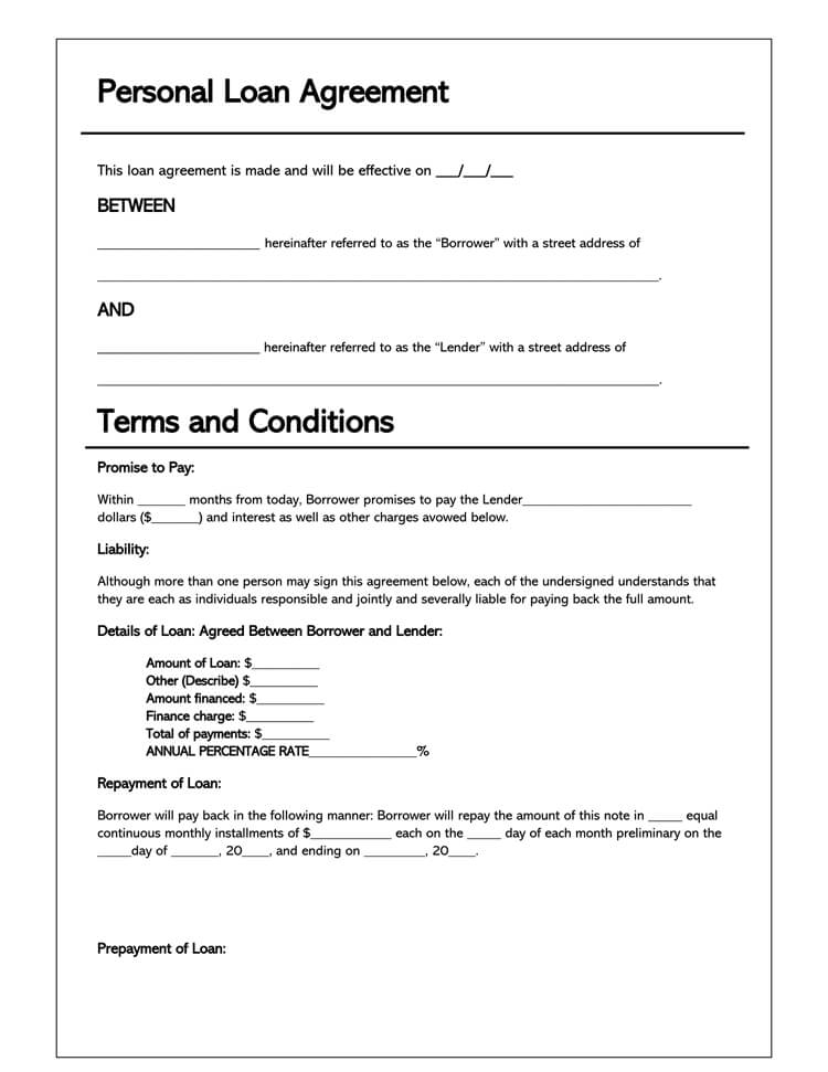 11 Free Loan Agreement Templates & Forms (Word  PDF) Pertaining To Blank Loan Agreement Template With Regard To Blank Loan Agreement Template