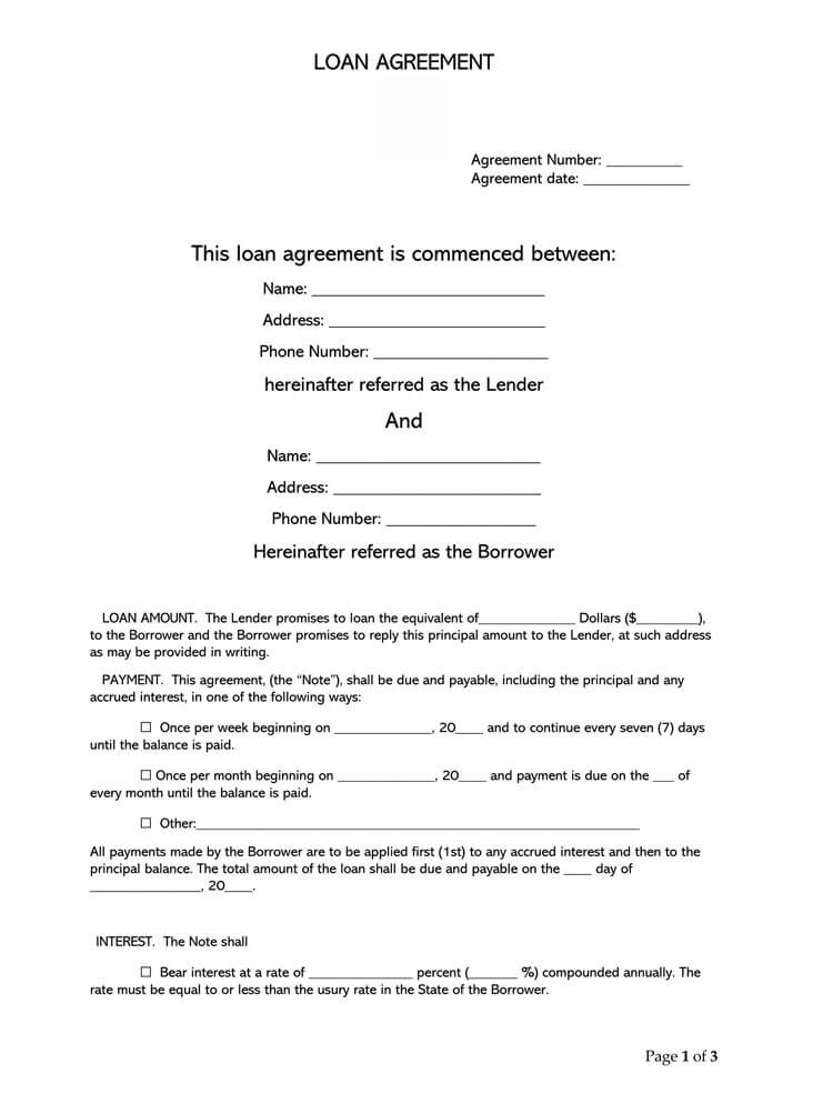 11 Free Loan Agreement Templates & Forms (Word  PDF) Regarding Blank Loan Agreement Template Pertaining To Blank Loan Agreement Template