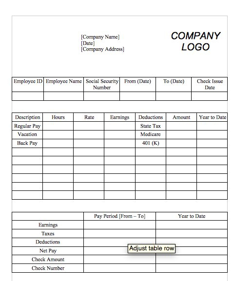 11 Great Pay Slip / Paycheck Stub Templates - Free Template Downloads With Regard To Pay Stub Template Word Document For Pay Stub Template Word Document