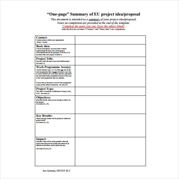 11+ How to Write a One-Page Proposals Templates - PDF, Word  Free  Throughout Idea Proposal Template For Idea Proposal Template