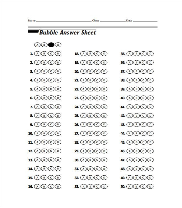 11+ Printable Answer Sheet Templates, Samples & Examples  Free  In Blank Answer Sheet Template 1 100 Inside Blank Answer Sheet Template 1 100