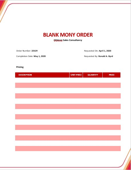 11+ Printable Blank Money Order Template  room surf In Blank Money Order Template