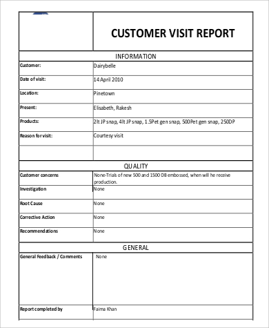 11+ Sample Visit Reports - PDF, Word, Apple Pages Pertaining To Customer Visit Report Format Templates Throughout Customer Visit Report Format Templates