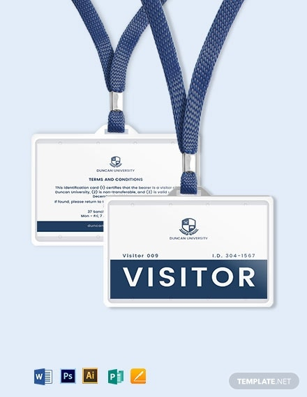 11+ Visitor ID Card Templates - Illustrator, MS Word, Pages  Inside Visitor Badge Template Word Pertaining To Visitor Badge Template Word