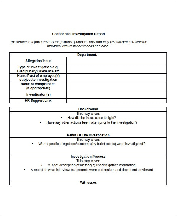 11+ Workplace Investigation Report Templates  Free & Premium Templates With Regard To Hr Investigation Report Template With Hr Investigation Report Template