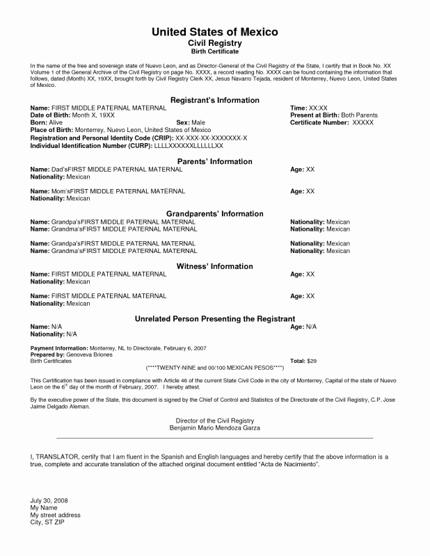 Attached Document Translate To Spanish Intended For Mexican Marriage Certificate Translation Template For Mexican Marriage Certificate Translation Template