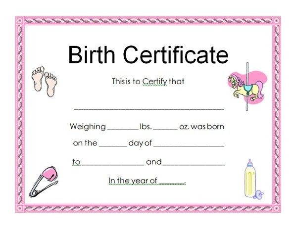 Baby Doll Birth Certificate Template Ba For - carlynstudio With Baby Doll Birth Certificate Template