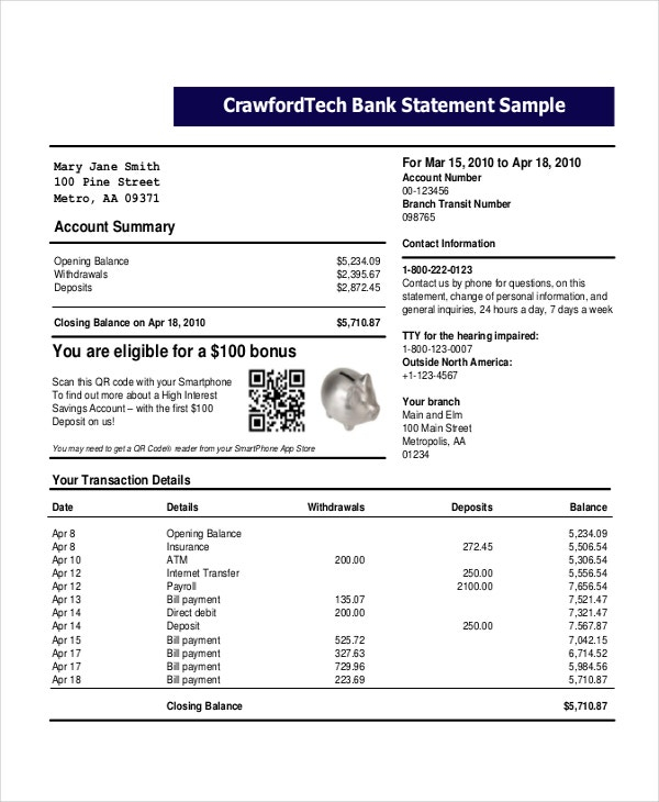 Bank Statement Template - 11+ Free Word, PDF Document Downloads  In Blank Bank Statement Template Download Within Blank Bank Statement Template Download