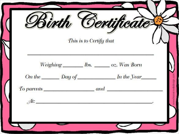 Birth Certificate Template - 11+ Word, PDF, PSD, AI, InDesign  With Regard To Baby Doll Birth Certificate Template Throughout Baby Doll Birth Certificate Template