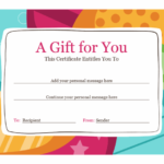 Birthday Gift Certificate (Bright Design) For Microsoft Gift Certificate Template Free Word