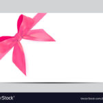 Blank Gift Card Template With Pink Bow And Ribbon Vector Image Intended For Pink Gift Certificate Template