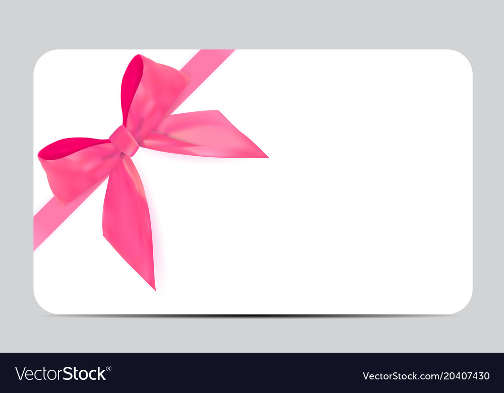 Blank gift card template with pink bow and ribbon Vector Image Intended For Pink Gift Certificate Template Pertaining To Pink Gift Certificate Template