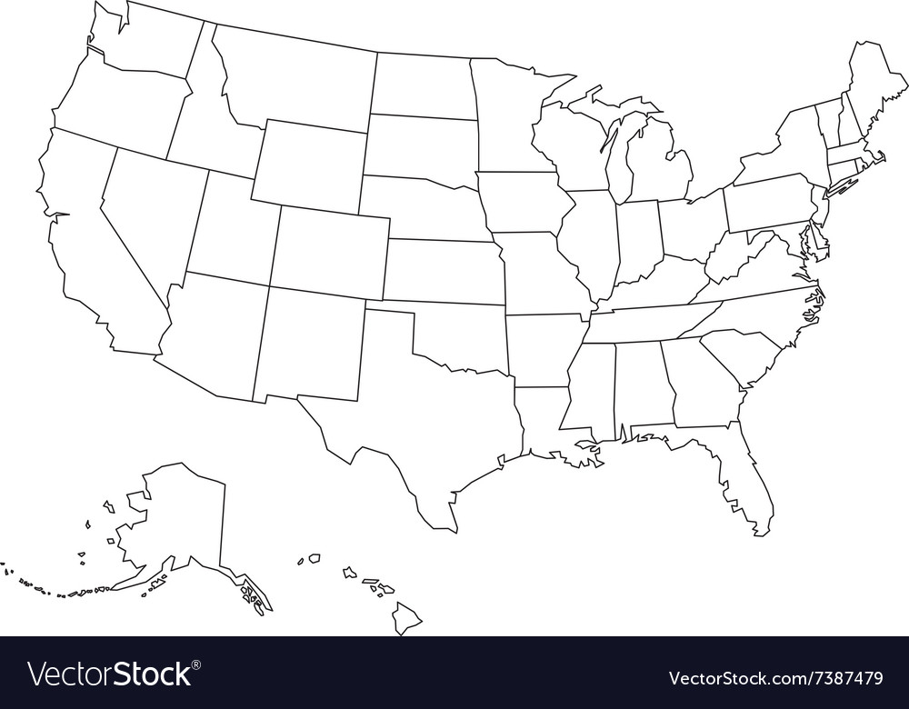Blank outline map usa Royalty Free Vector Image With Regard To Blank Template Of The United States Regarding Blank Template Of The United States