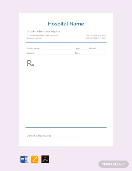 Blank Prescription Template - PDF  Word  Apple Pages  Google Docs Within Blank Prescription Pad Template In Blank Prescription Pad Template