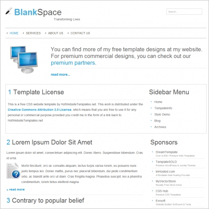 Blank Space Template Free website templates in css, html, js  For Blank Html Templates Free Download With Regard To Blank Html Templates Free Download
