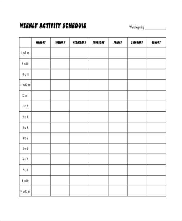 Blank Workout Schedule Template - 11+ Free Word, PDF Format  For Blank Workout Schedule Template With Blank Workout Schedule Template