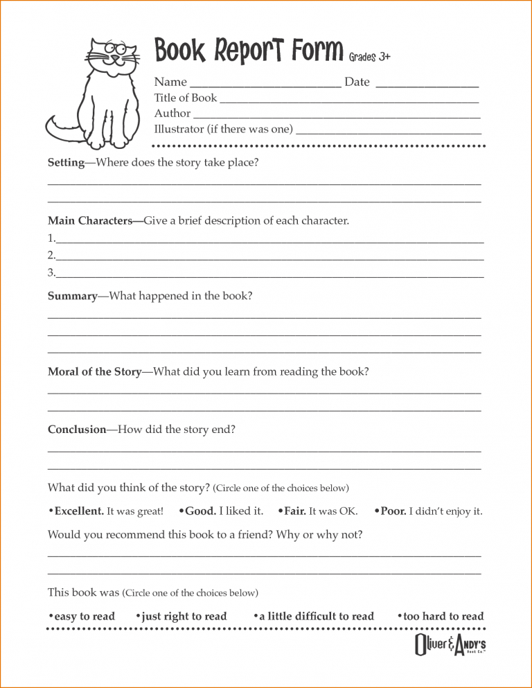 Book Report Template Grade 1111 (Page 11) - Line.111QQ With Book Report Template 2nd Grade