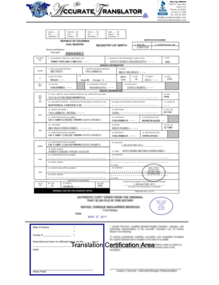 Colombian Birth Certificate Translations - Mexican Birth Certificates Within Mexican Marriage Certificate Translation Template With Mexican Marriage Certificate Translation Template