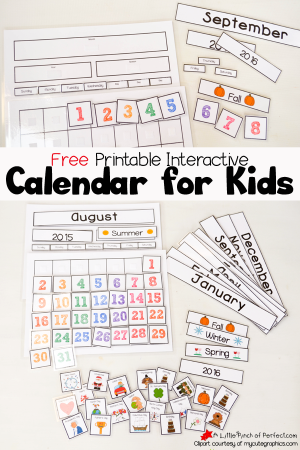 Cute Free Printable Calendar for Home of School with Kids - Inside Blank Calendar Template For Kids Regarding Blank Calendar Template For Kids