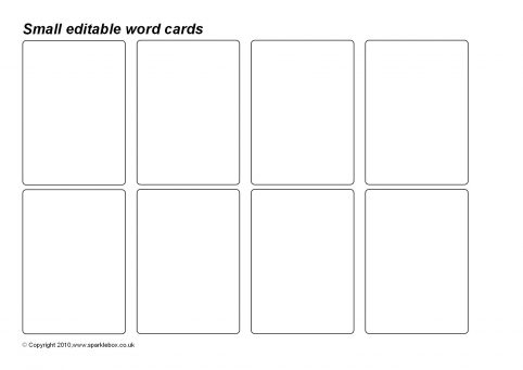 Editable Basic Word Cards (SB11) - SparkleBox In Playing Card Template Word With Regard To Playing Card Template Word