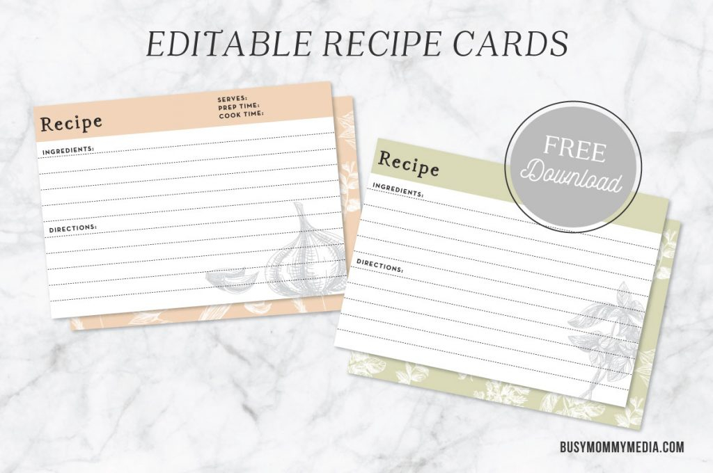 Editable Recipe Cards Intended For Fillable Recipe Card Template For Fillable Recipe Card Template