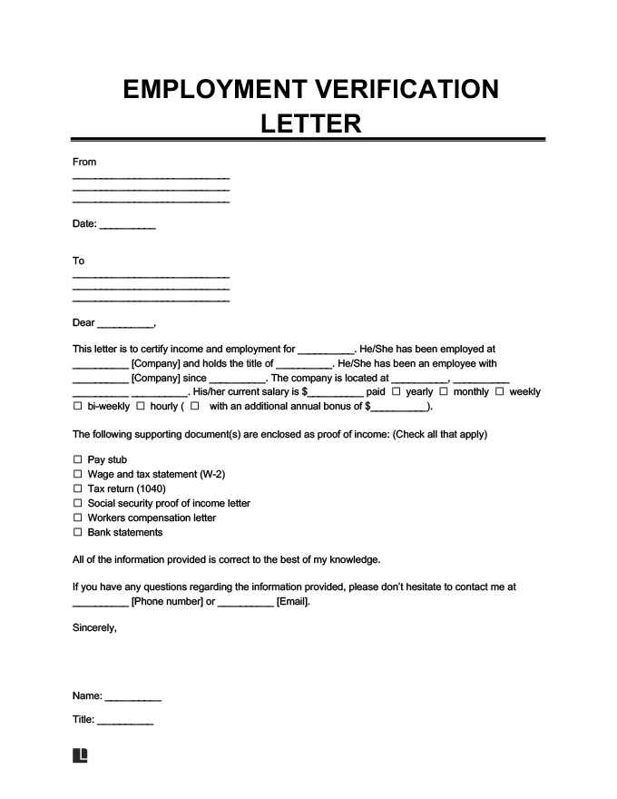 Employment Verification Letter  Letter of Employment Samples  Pertaining To Employment Verification Letter Template Word Inside Employment Verification Letter Template Word