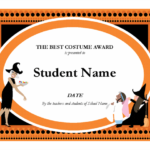 Essay Contest Award Regarding Halloween Costume Certificate Template