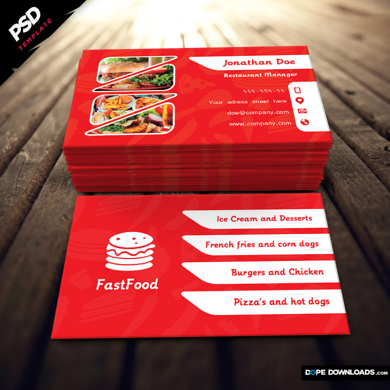 Fast Food Restaurant Business Card - Dope Downloads In Dope Card Template Intended For Dope Card Template