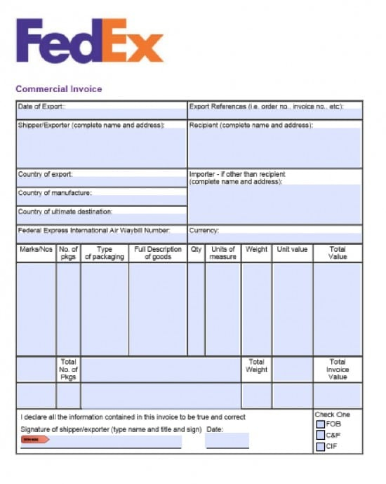 Fedex Proforma Invoice Template  apcc11 Inside Fedex Proforma Invoice Template In Fedex Proforma Invoice Template
