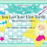 First Tooth, Tooth Fairy Certificate Inside Tooth Fairy Certificate Template Free