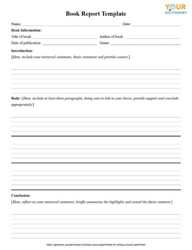 Format For Writing A Book Report Throughout High School Book Report Template