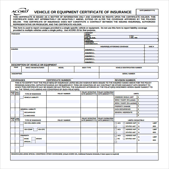 FREE 11+ Certificate of Insurance Templates in PDF  MS Word For Proof Of Insurance Card Template Intended For Proof Of Insurance Card Template
