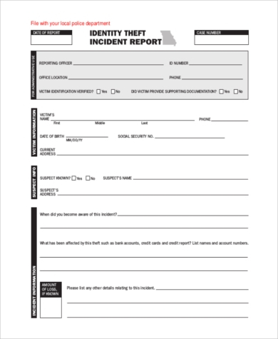 FREE 11+ Incident Report Samples in MS Word  PDF  Excel Inside Incident Report Form Template Word Within Incident Report Form Template Word