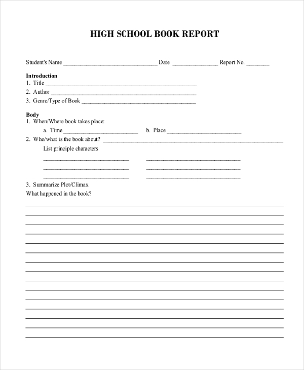 FREE 11+ Sample Book Report Formats in PDF  MS Word Within High School Book Report Template In High School Book Report Template