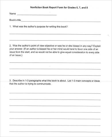 FREE 11+ Sample Book Report Forms in PDF  MS Word Inside 6th Grade Book Report Template Intended For 6th Grade Book Report Template