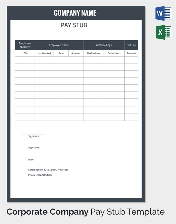 FREE 11+ Sample Editable Pay Stub Templates in PDF  MS Word  Excel Within Pay Stub Template Word Document Inside Pay Stub Template Word Document