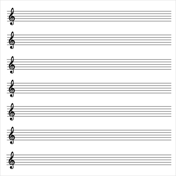 FREE 11+ Sample Music Staff Paper Templates in PDF  MS Word For Blank Sheet Music Template For Word Within Blank Sheet Music Template For Word