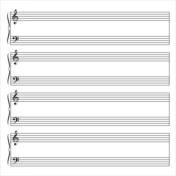 FREE 11+ Sample Music Staff Paper Templates in PDF  MS Word Regarding Blank Sheet Music Template For Word With Regard To Blank Sheet Music Template For Word