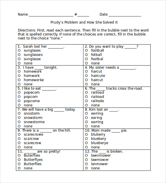 FREE 11+ Sample Spelling Test Templates in PDF  MS Word With Test Template For Word Regarding Test Template For Word