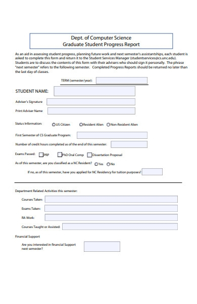 FREE 11+ Student Progress Report Forms In PDF  MS Word With Student Progress Report Template
