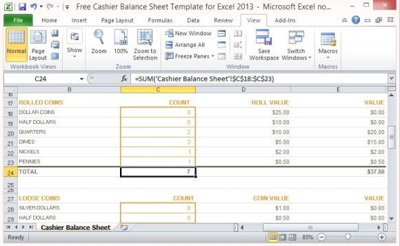 Free Cashier Balance Sheet Template for Excel 11 Within End Of Day Cash Register Report Template Regarding End Of Day Cash Register Report Template