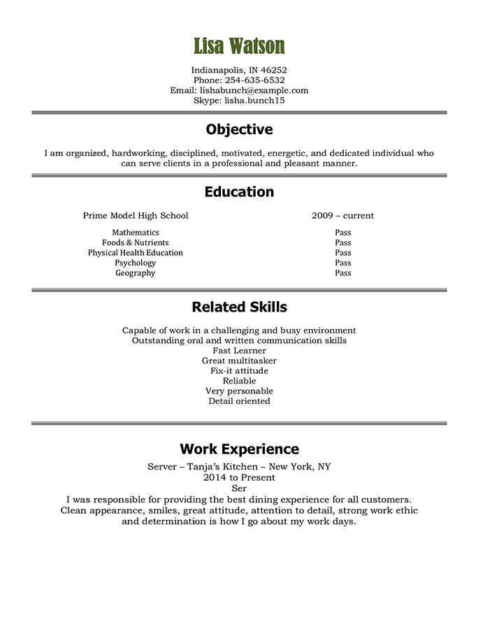 FREE High School Student Resume Examples, Guide and Tips  Hloom With High Resume Templates What To Look For For High Resume Templates What To Look For