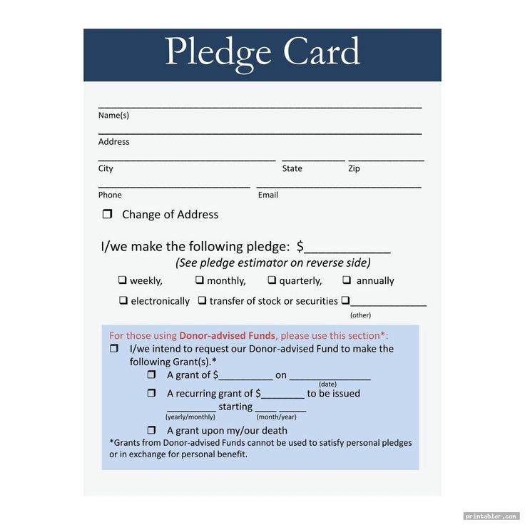 Free Pledge Card Template Professional Sample Template – Cute11 With Free Pledge Card Template