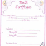 Free Printable Blank Baby Birth Certificates Templates Certificate  Pertaining To Baby Doll Birth Certificate Template