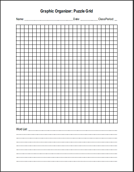Free Printable Blank Word Search Puzzle Grid  Student Handouts Throughout Blank Word Search Template Free Within Blank Word Search Template Free