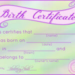 Free Printable Doll Birth Certificate For Baby Doll Birth Certificate Template