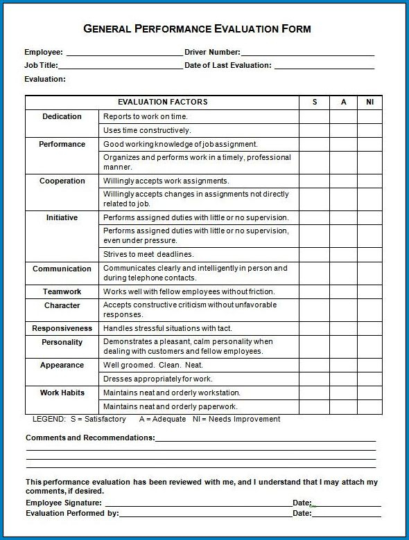 √ Free Printable Employee Evaluation Form  Templateral With Blank Evaluation Form Template